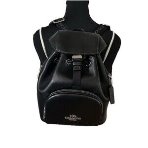 COACH Medium Pace Backpack CR100 Black Smooth Refined Calf Leather Utility Chic